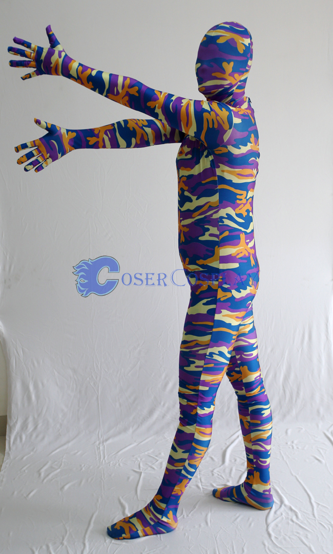 Blue Orange Camouflage Zentai Suits